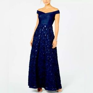 Adriana Papell Off the Shoulder Floral Gown, Size 10